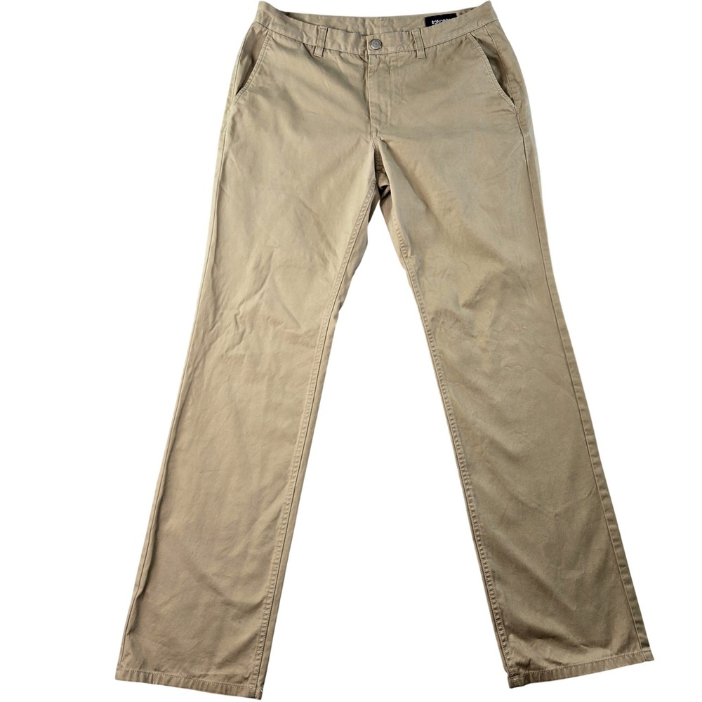 Bonobos Pants Mens 33x34 Beige Chino Straight Cotton Canvas Pockets Belted